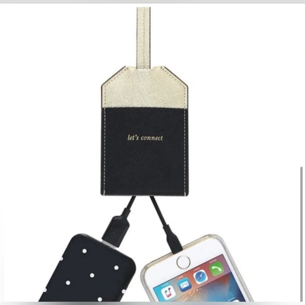 Kate Spade Portable Lightning Cable for Apple Charging - Black/Gold NWT